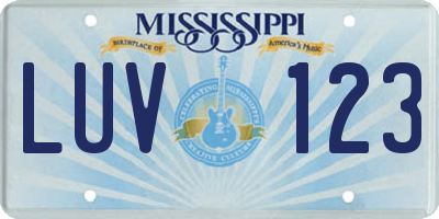 MS license plate LUV123