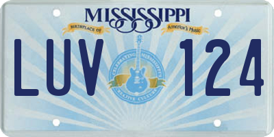 MS license plate LUV124