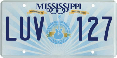MS license plate LUV127