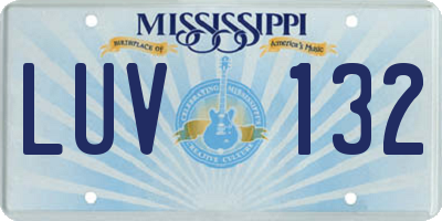 MS license plate LUV132