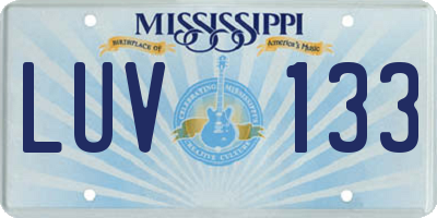 MS license plate LUV133