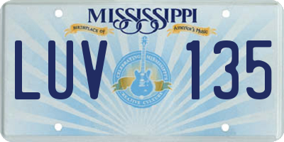 MS license plate LUV135