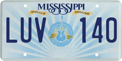 MS license plate LUV140