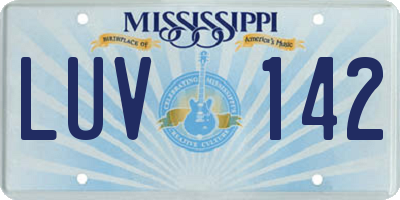 MS license plate LUV142