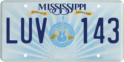 MS license plate LUV143