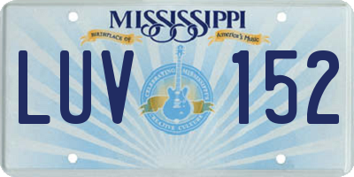 MS license plate LUV152