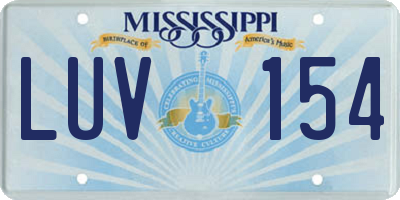 MS license plate LUV154