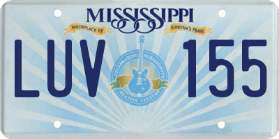 MS license plate LUV155