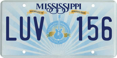 MS license plate LUV156