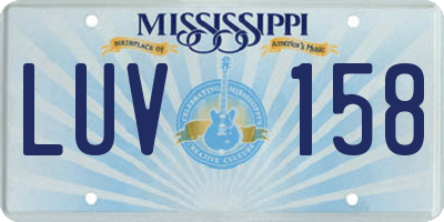 MS license plate LUV158