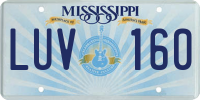 MS license plate LUV160