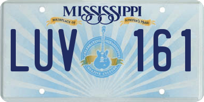 MS license plate LUV161