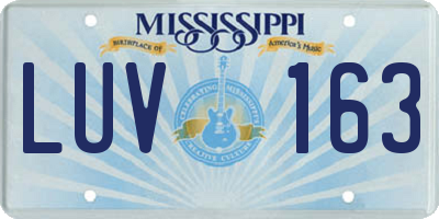 MS license plate LUV163
