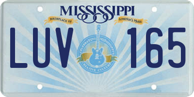 MS license plate LUV165
