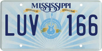 MS license plate LUV166