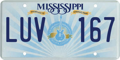 MS license plate LUV167