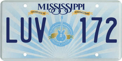 MS license plate LUV172