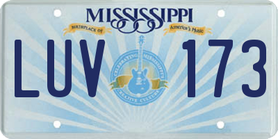 MS license plate LUV173