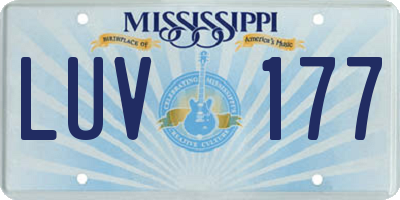 MS license plate LUV177