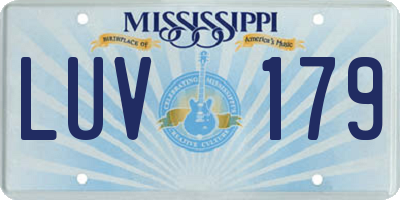 MS license plate LUV179