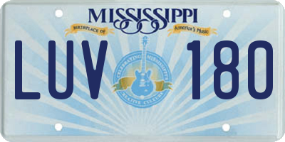 MS license plate LUV180