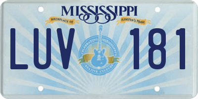 MS license plate LUV181