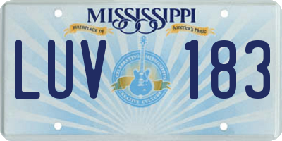 MS license plate LUV183