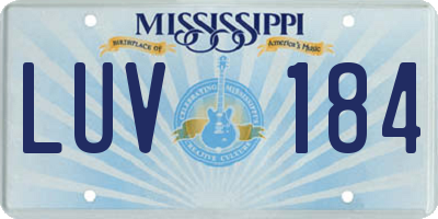 MS license plate LUV184