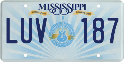 MS license plate LUV187