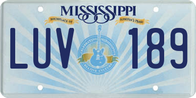 MS license plate LUV189