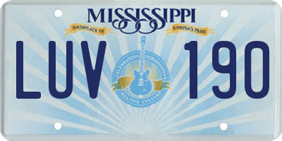 MS license plate LUV190