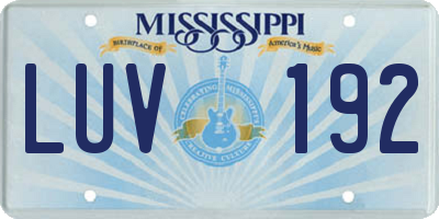 MS license plate LUV192