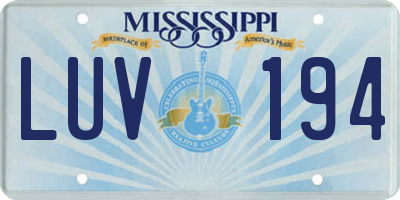 MS license plate LUV194