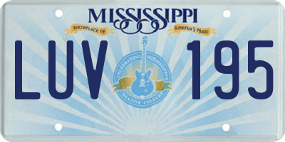 MS license plate LUV195