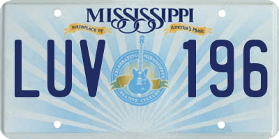 MS license plate LUV196