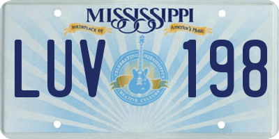 MS license plate LUV198