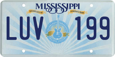 MS license plate LUV199