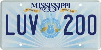 MS license plate LUV200