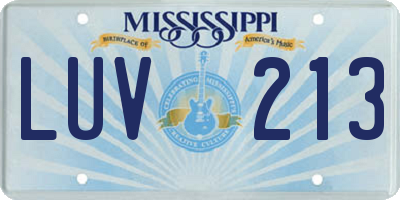 MS license plate LUV213