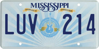 MS license plate LUV214