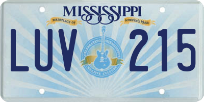 MS license plate LUV215