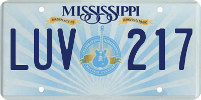 MS license plate LUV217