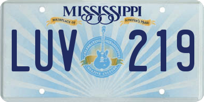 MS license plate LUV219