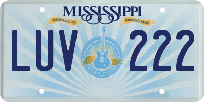 MS license plate LUV222