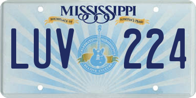 MS license plate LUV224