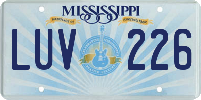 MS license plate LUV226