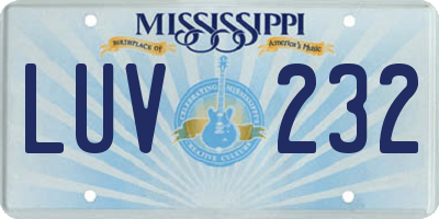 MS license plate LUV232