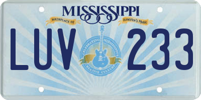 MS license plate LUV233