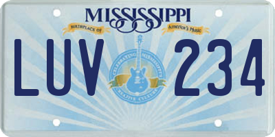 MS license plate LUV234