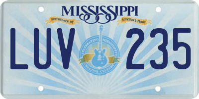 MS license plate LUV235